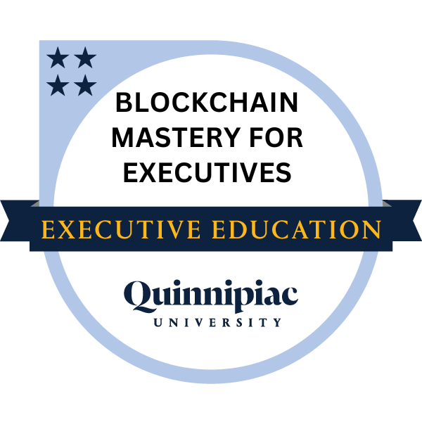 Blockchain mastery for executives level IV badge.